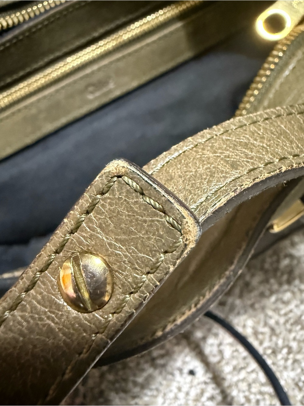 Chloe Olive Green Leather Shoulder Bag‎ with Gold Accents Project AS IS - Picture 12 of 12